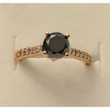 Black Diamond Solitaire Engagement Ring with Diamond Shanks, 1.5ctw in 10K Rose Gold-Gorgeous!