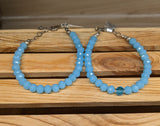 Caribbean Blue or Pink Chalcedony and Herkimer Diamond Bracelets-HANDMADE with love! 925 Silver Clasp