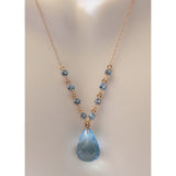 Blue Topaz Briolette with Topaz Accents in 14K Rose Gold  11.3ctw