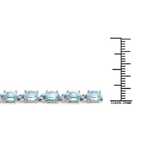 Blue Topaz Tennis Style Bracelet in Solid Sterling Silver, 10.71ctw of Sparkling Blue Topaz - The Pink Pigs, A Compassionate Boutique