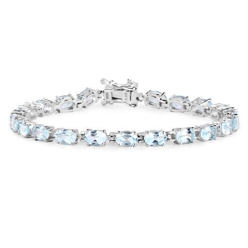 Blue Topaz Tennis Style Bracelet in Solid Sterling Silver, 10.71ctw of Sparkling Blue Topaz - The Pink Pigs, A Compassionate Boutique