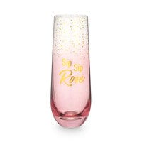 Blush Kitchen Sip Sip Rose' Stemless Champagne Flute with Pink and Gold Glitter *