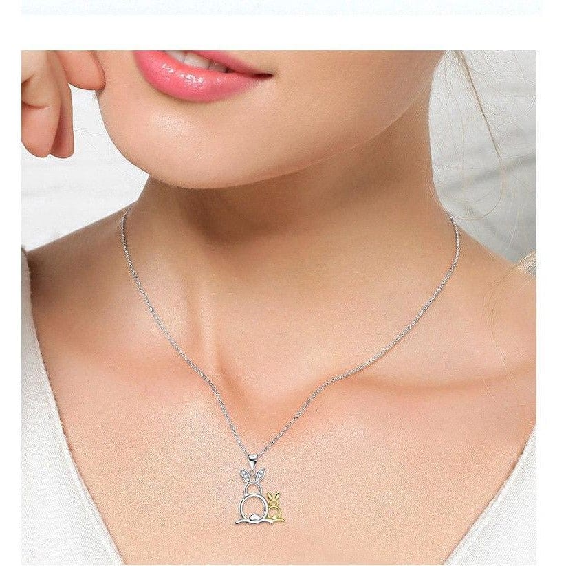 Sterling Silver Bunny Rabbit Necklace with Pair of CUTE Rabbits! - The Pink Pigs, A Compassionate Boutique