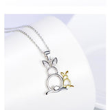 Sterling Silver Bunny Rabbit Necklace with Pair of CUTE Rabbits! - The Pink Pigs, A Compassionate Boutique