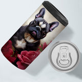 Red Rose Insulated Slim Can Cooler - Artwork Can Cooler - Bulldog Insulated Slim Can Cooler