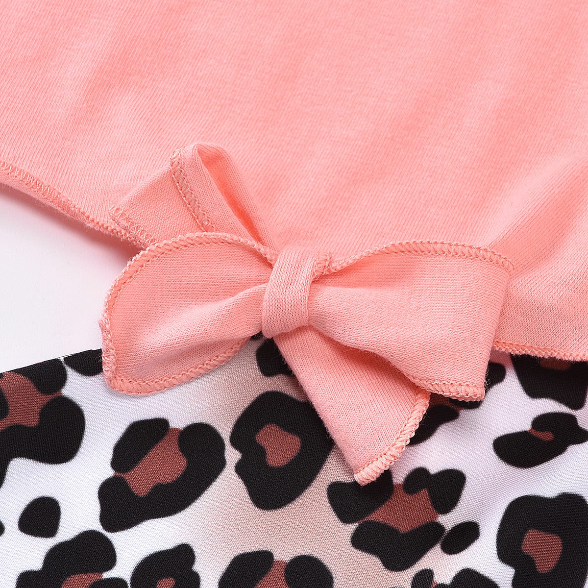 Girls Bow Detail Top and Leopard Flare Pants Set