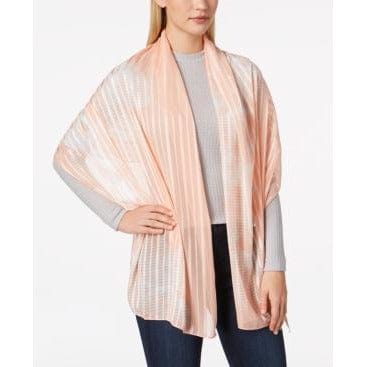 Calvin Klein Graphic Peach Striped Floral Chiffon Scarf - The Pink Pigs, A Compassionate Boutique