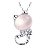 Cat Pearl Necklace in Sterling Silver