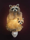 Cute Mom & Baby Raccoons Night Light- Handpainted Realistic