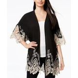 Cejon Lace-Trim Kimono BlackIvory, Make any Outfit Sizzle