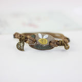 Ceramic Bee Charm Bracelet Bronze Mens/Ladies Wristband Bangle, So CUTE! - The Pink Pigs, A Compassionate Boutique