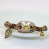 Ceramic Bee Charm Bracelet Bronze Mens/Ladies Wristband Bangle, So CUTE!