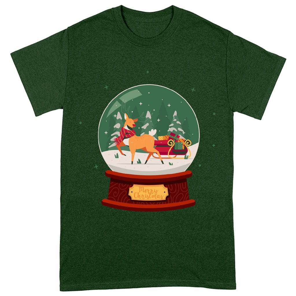 Christmas Deer Heavy Cotton T-Shirt - Beautiful Tee Shirt - Deer T-Shirt