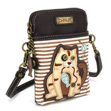 CHALA - CAT GEN II - CELLPHONE CROSS-BODY - BROWN STRIPE - The Pink Pigs, A Compassionate Boutique