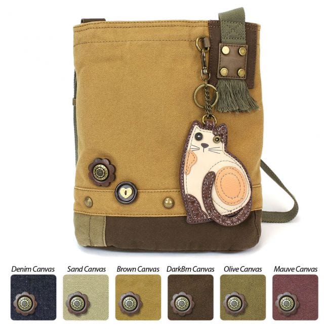 Chala Cross Body Bag Brown LAZZY CAT - Calico Cat, PATCH CROSS-BODY BAG by Chala