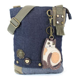 Chala Cross Body Bag Denim LAZZY CAT - Calico Cat, PATCH CROSS-BODY BAG by Chala