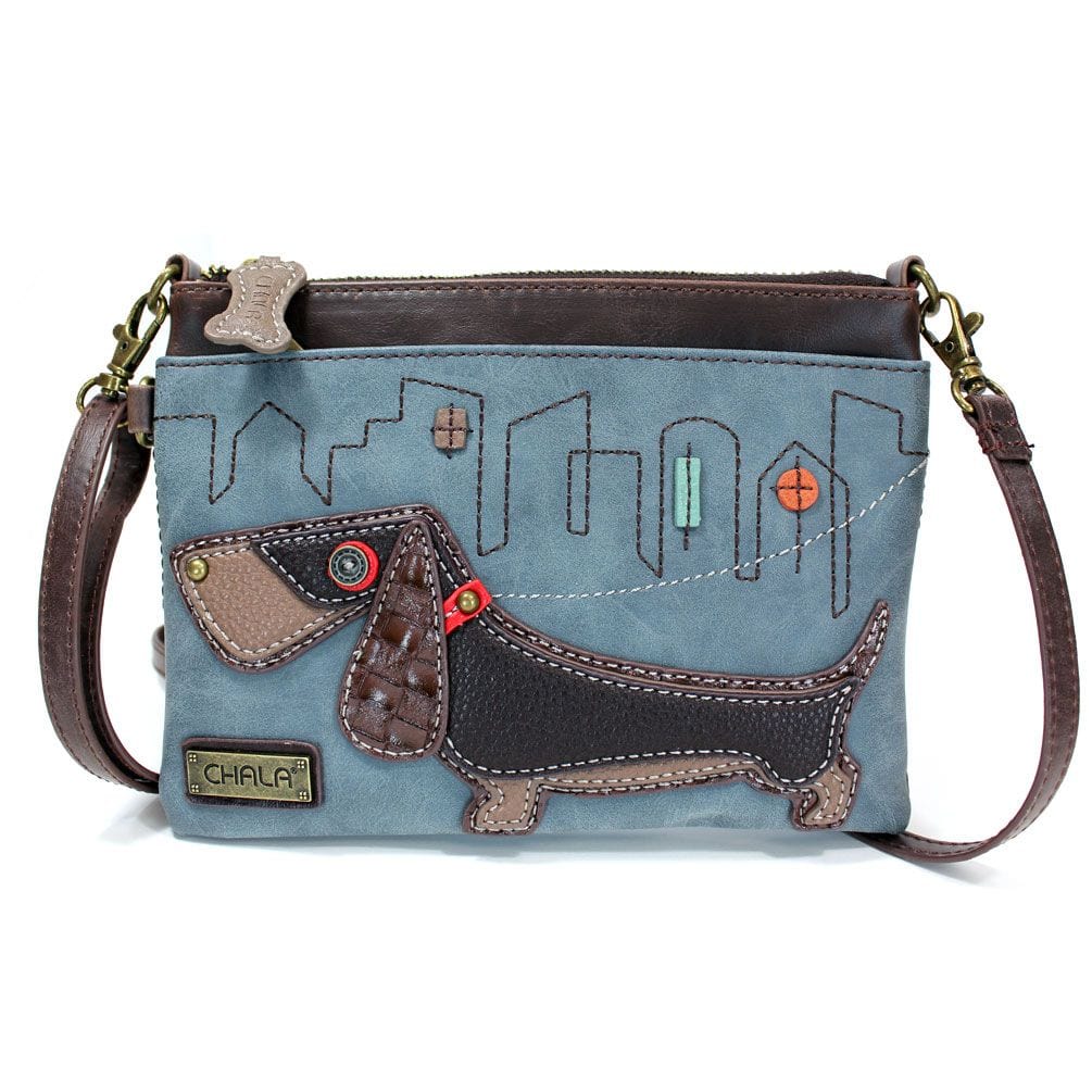 Chala Cross Body Bag Indigo CHALA WIENER DOG - MINI CROSSBODY Burgundy or Indigo
