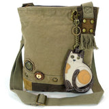 Chala Cross Body Bag Olive LAZZY CAT - Calico Cat, PATCH CROSS-BODY BAG by Chala