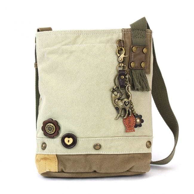 Chala Cross Body Bag Sand Slim Cat Charm Patch Crossbody Bag by Chala