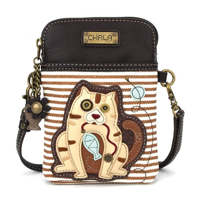 Chala Cross Body Cell Phone Case Tabby Cat GEN II - CELLPHONE CROSS-BODY - BROWN STRIPE