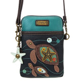 Chala Handbags and Clutches 2 Turtles Crossbody Turtle Collection by Chala-Keychain/Cellphone Xbody/Totes