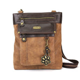 Chala Handbags and Clutches Brown Gemini Crossbody Bag with Paw Keychain by Chala VEGAN