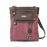 Chala Handbags and Clutches Burgundy Gemini Crossbody Bag with Paw Keychain by Chala VEGAN