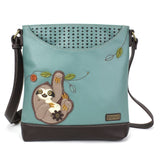 chala Handbags and Clutches Messenger Teal SLOTH Collection by Chala:  Wallet, Totes, Backpack, Handbags Vegan