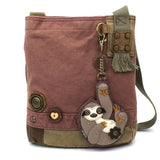 chala Handbags and Clutches Patch CrossBody Mauve SLOTH Collection by Chala:  Wallet, Totes, Backpack, Handbags Vegan