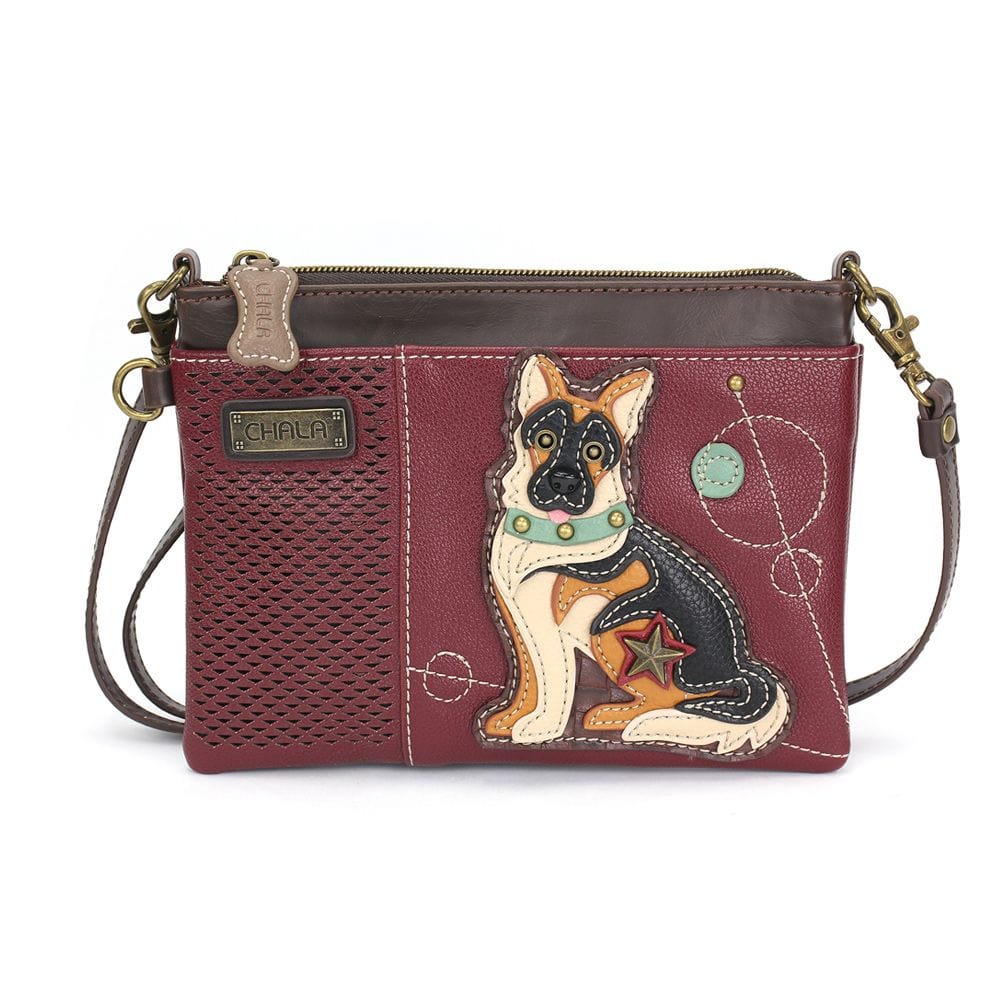 Chala German Shepherd Cellphone Crossbody Handbag - Convertible Strap, Faux Leather, Small Purse