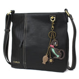 Chala Handbags Black CHALA LASER CUT CROSS-BODY  Choice of Keychain