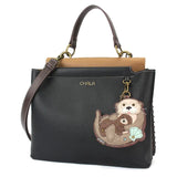 Chala Handbags Black Charming Satchel by Chala, Your Choice of Key Chain! VEGAN