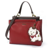 Chala Handbags Burgundy Charming Satchel by Chala, Your Choice of Key Chain! VEGAN