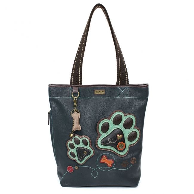 Chala Handbags CHALA - TEAL PAW PRINT - EVERYDAY ZIP TOTE II*