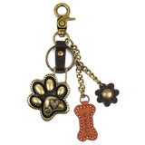 Chala Handbags Charming Metal Paw Print Collection B & W  by Chala Vegan For Pet Lovers!