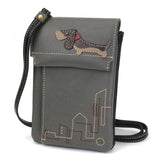 Dachshund CRISS Cellphone Crossbody Bag-Gray, Vegan by Chala