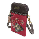 Chala Handbags Dazzled Red Paw Print Cell Phone Crossbody by Chala-Vegan!