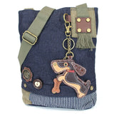 Chala Handbags Denim WIENER DOG - PATCH CROSSBODY BAG by Chala*