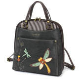 Chala Handbags Dragonfly Convertible Backpack-Purse by Chala-Paw, Sunflower, Dragonfly, Sloth, Butterfly and Turtle Vegan*