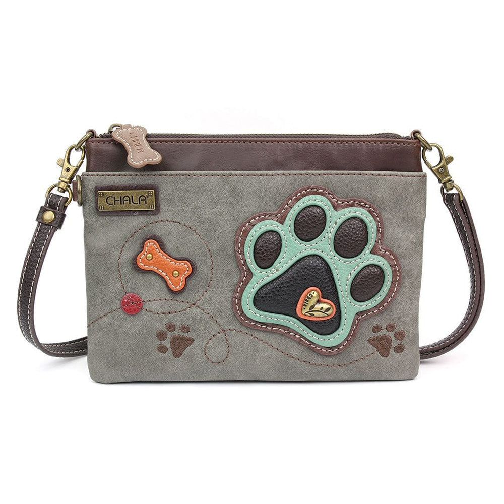 Chala Handbags Gray Paw Print Mini Crossbody by Chala Vegan 3 Colors!
