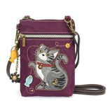 Chala Handbags Gray VC Cell Xbody Gray & Orange Tabby Cat Collection Keychain, Wallet, Crossbody by Chala Vegan