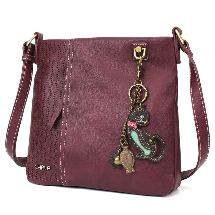 Chala Handbags Plum CHALA LASER CUT CROSS-BODY  Choice of Keychain