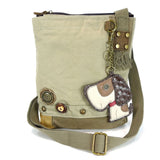 Chala Handbags Sand PATCH CROSSBODY BAG with Choice of Keychains, Toffy Dog Charm by Chala