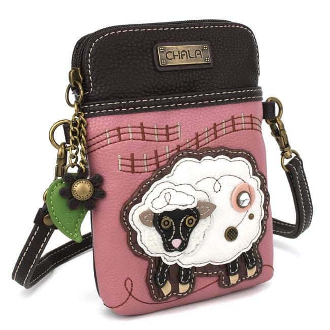 Chala Handbags Sheep Keychain or Cellphone Crossbody, Pink Chala Vegan