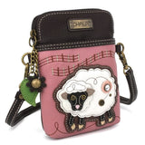 Sheep Keychain or Cellphone Crossbody, Pink Chala Vegan