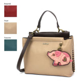 Chala Handbags Taupe Charming Satchel by Chala, Your Choice of Key Chain! VEGAN