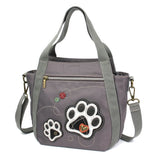 Chala Handbags Venture Carryall Paw Print Collection B & W  by Chala Vegan For Pet Lovers!