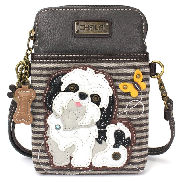 Chala Handbags, Wallets & Cases BLK dark brown stripe / Cell Xbody Shih Tzu Collection by Chala
