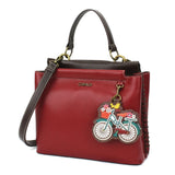 Chala Handbags, Wallets & Cases Satchel-Burgundy Bicycle Collection by Chala-Vegan