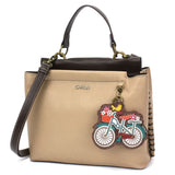 Chala Handbags, Wallets & Cases Satchel-Taupe Bicycle Collection by Chala-Vegan